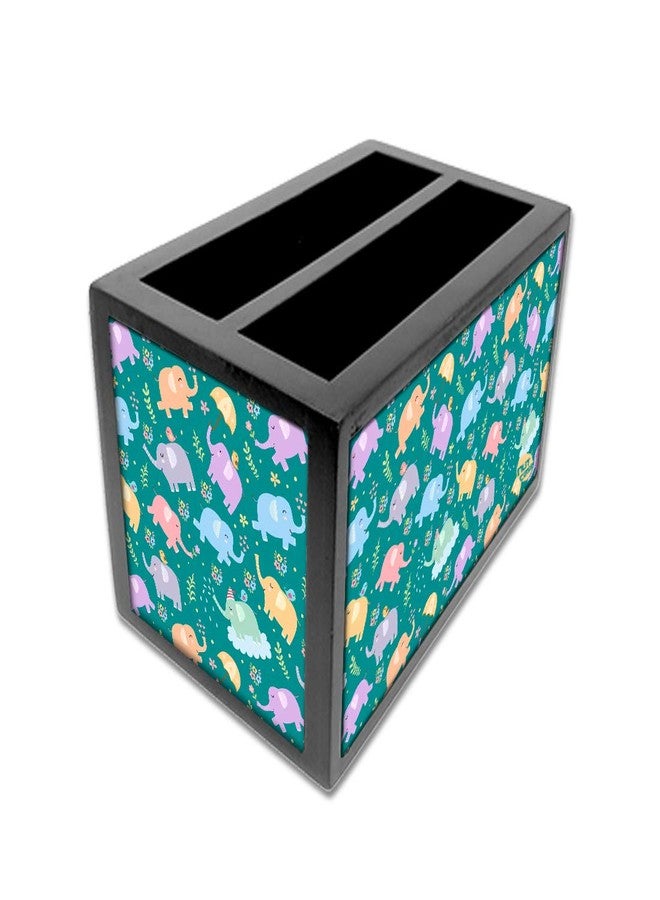 نتكيس حامل ومنظم خشبي أنيق لأجهزة التحكم عن بعد للتلفزيون/المكيف - منظم مكتب متعدد الأغراض - 6 × 4 × 4 بوصة - فيل صغير - Image 4